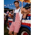 250th Anniversary American Flag Overalls Denim Bib Jumpsuit Shorts Jean Romper for Men(Red White Blue,2XL)