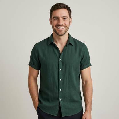 Rayon Linen Blend Button Up Shirt