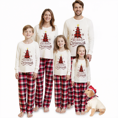 Holiday Matching Cotton Blend Sleepwear Set With Winter Seasonal Prints