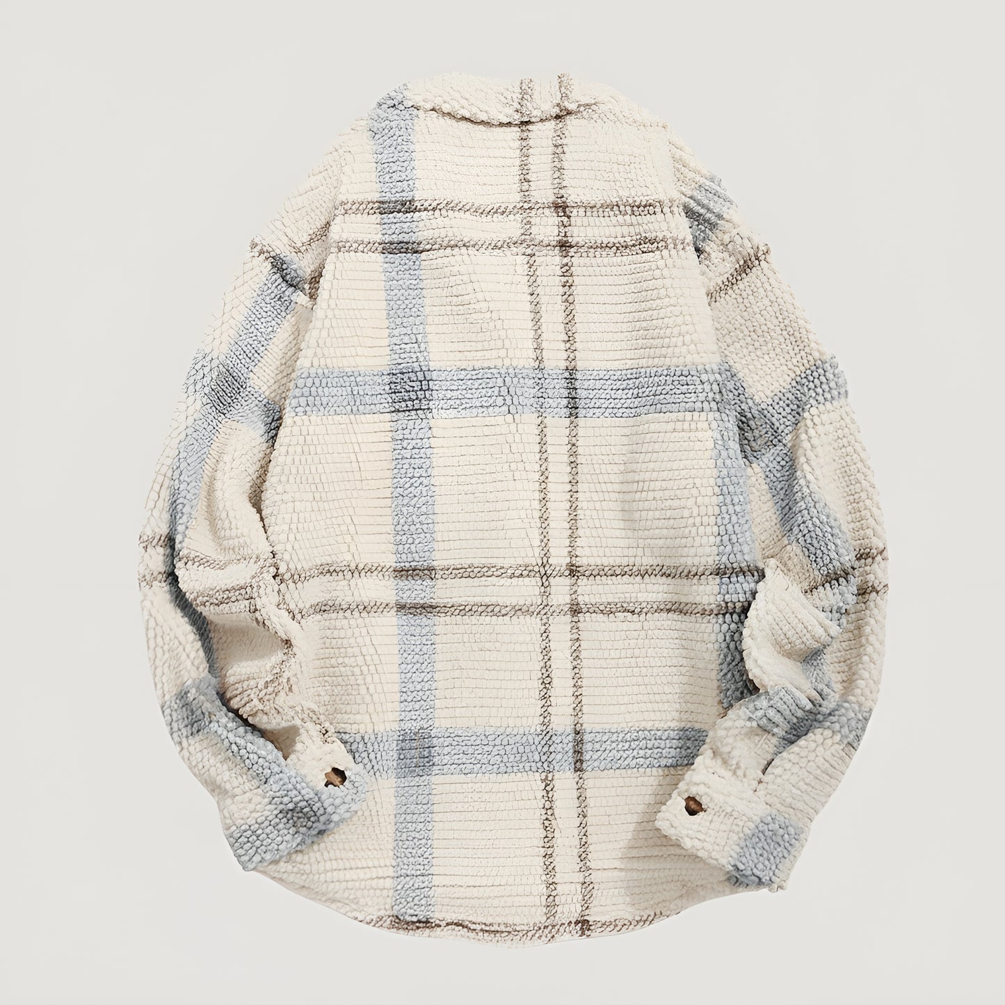 Plaid Fleece Button Down Shirt Jacket