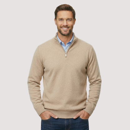 Classic Quarter Zip Knit Pullover Sweater