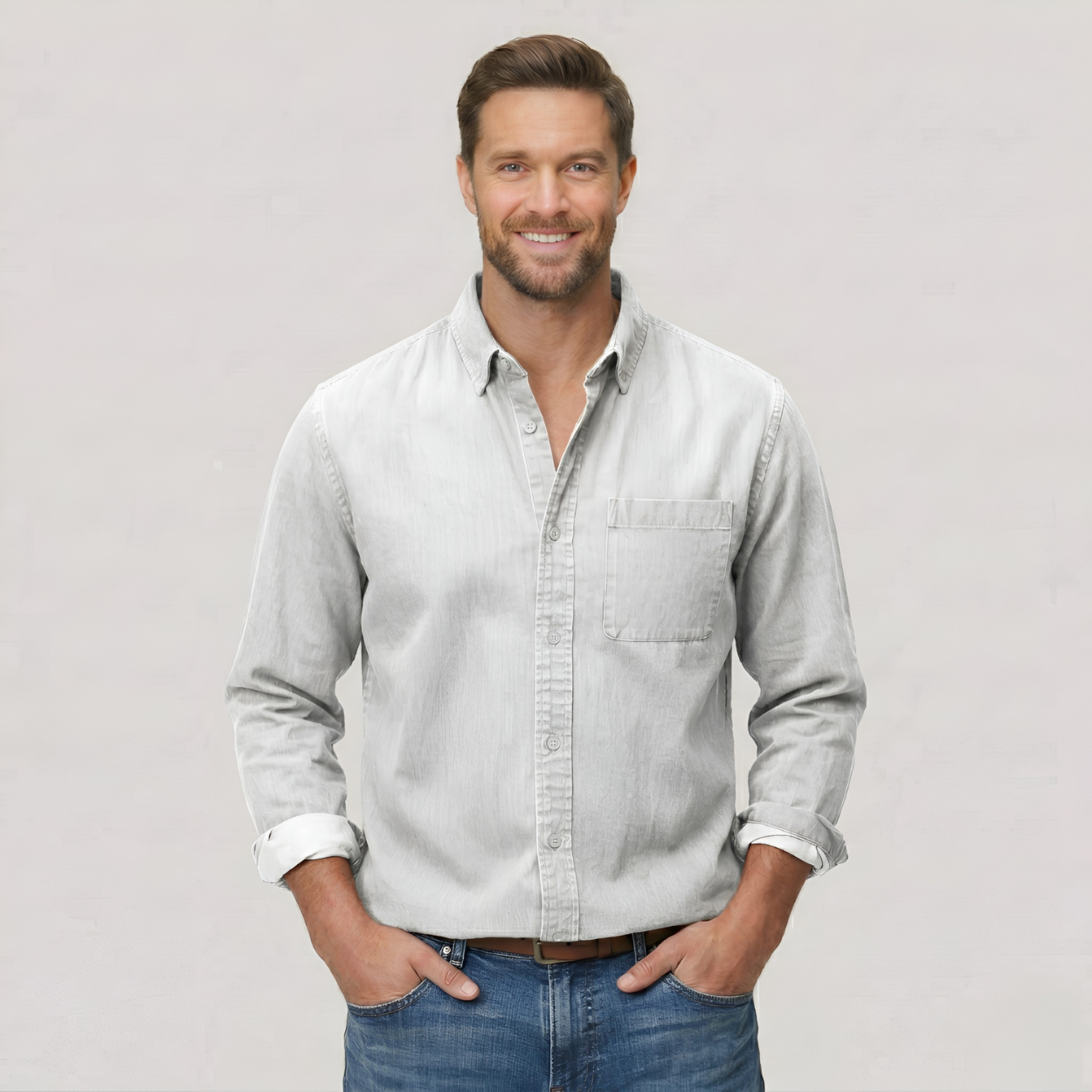 Classic Solid Long Sleeve Button Down Shirt