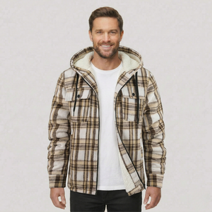 Everyday Plaid Flannel Sherpa Lined Hoodie Jacket