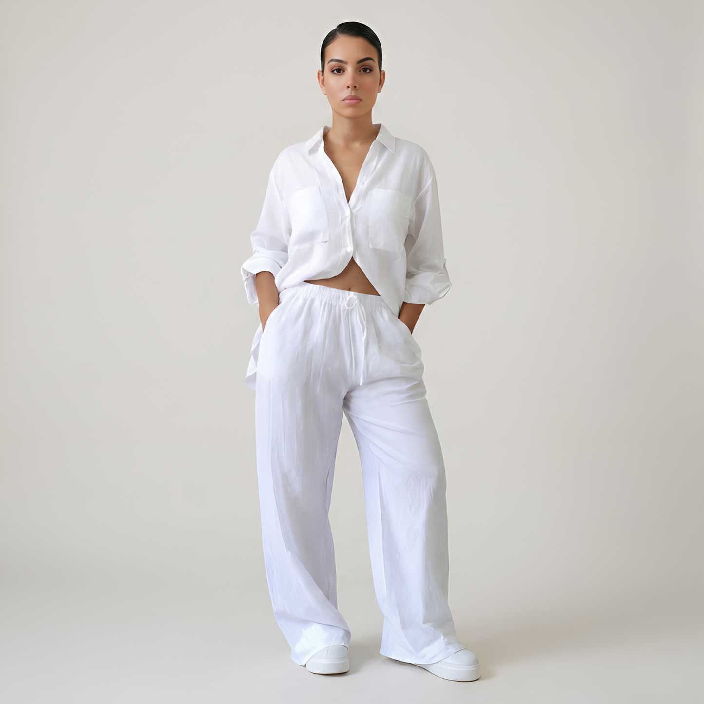 Minimal Button Up Co Ord Set For Women