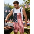 250th Anniversary American Flag Overalls Denim Bib Jumpsuit Shorts Jean Romper for Men(Red White Blue,2XL)