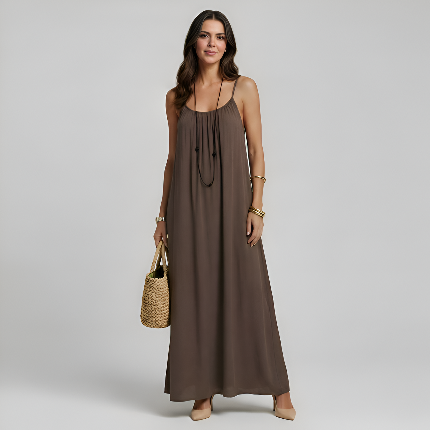 Adjustable Strap Cami Maxi Dress For Women