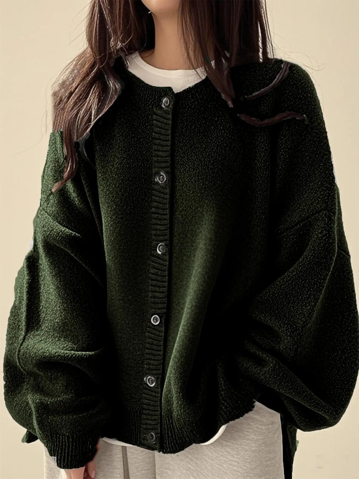 Women's Solid color Basic Button Front Knit Cardigan, Casual Long Sleeve Knitwear for Daily Wear, Ladies Clothes Womenswear for All Seasons Knitting, Knit Sweater Clothing