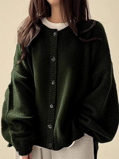 Women's Solid color Basic Button Front Knit Cardigan, Casual Long Sleeve Knitwear for Daily Wear, Ladies Clothes Womenswear for All Seasons Knitting, Knit Sweater Clothing