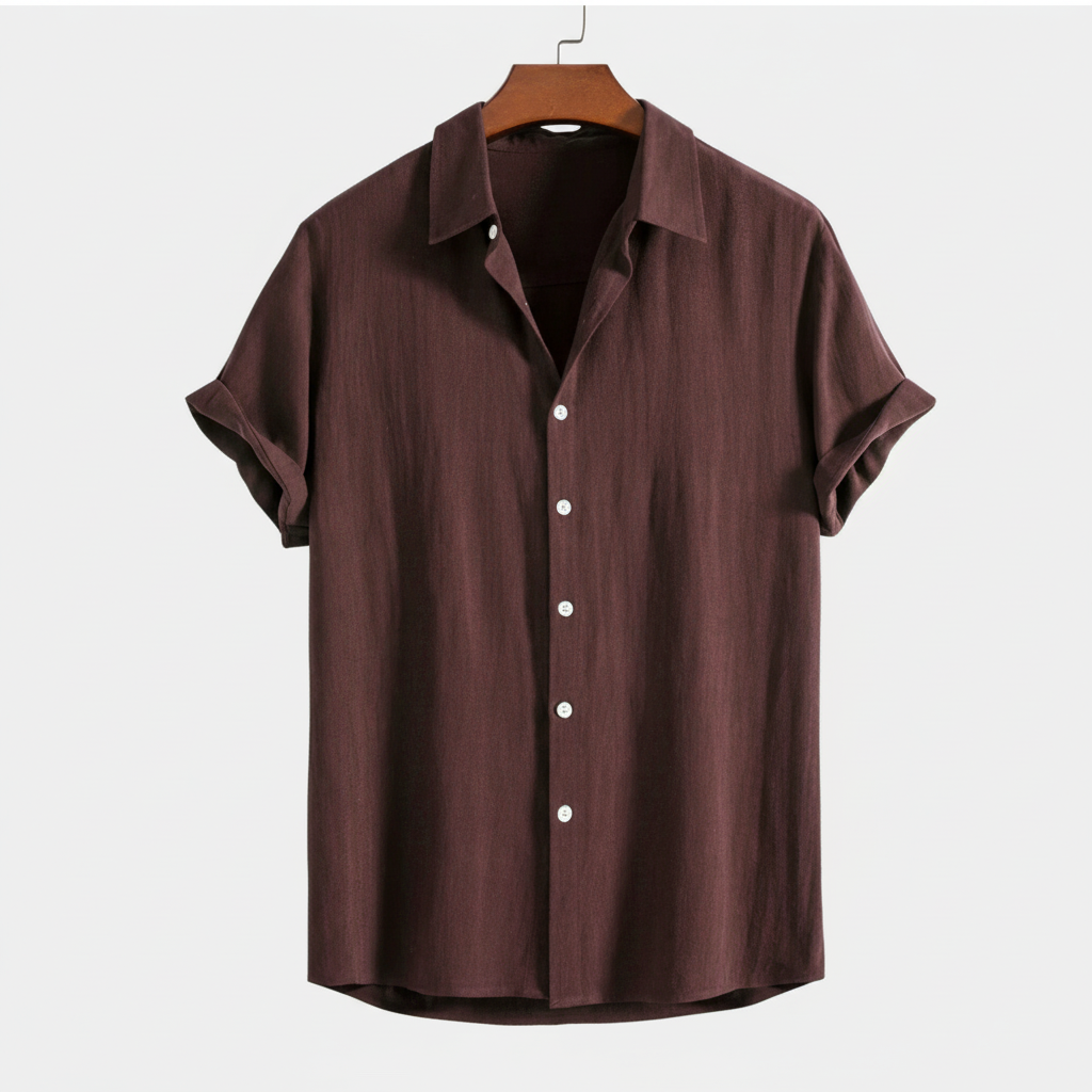 Rayon Linen Blend Button Up Shirt