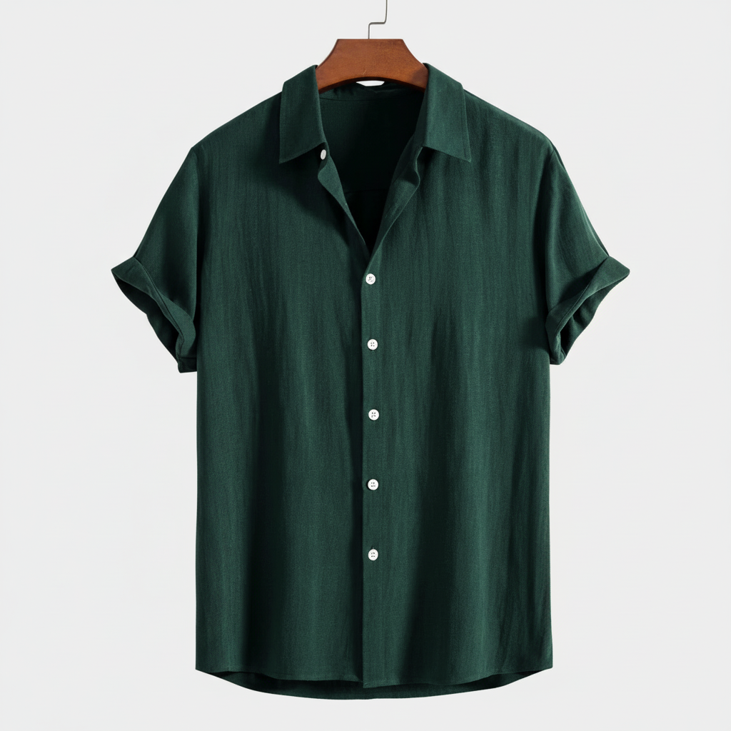 Rayon Linen Blend Button Up Shirt