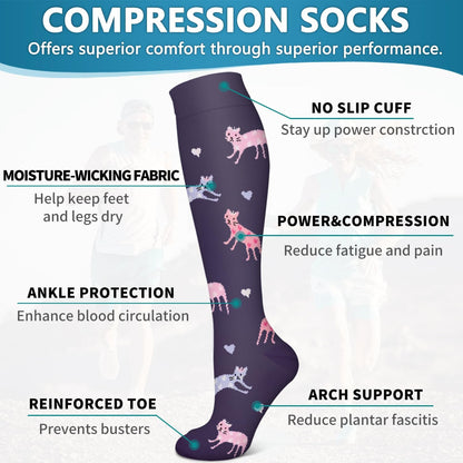 6 Pairs Copper Compression Socks