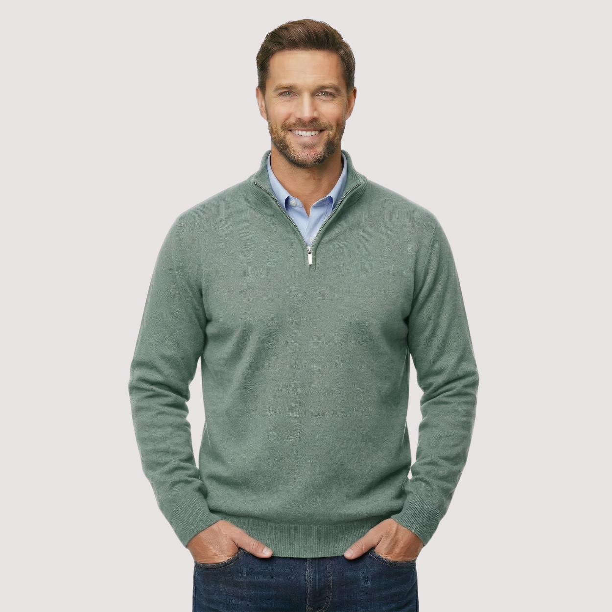Classic Quarter Zip Knit Pullover Sweater