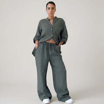 Minimal Button Up Co Ord Set For Women