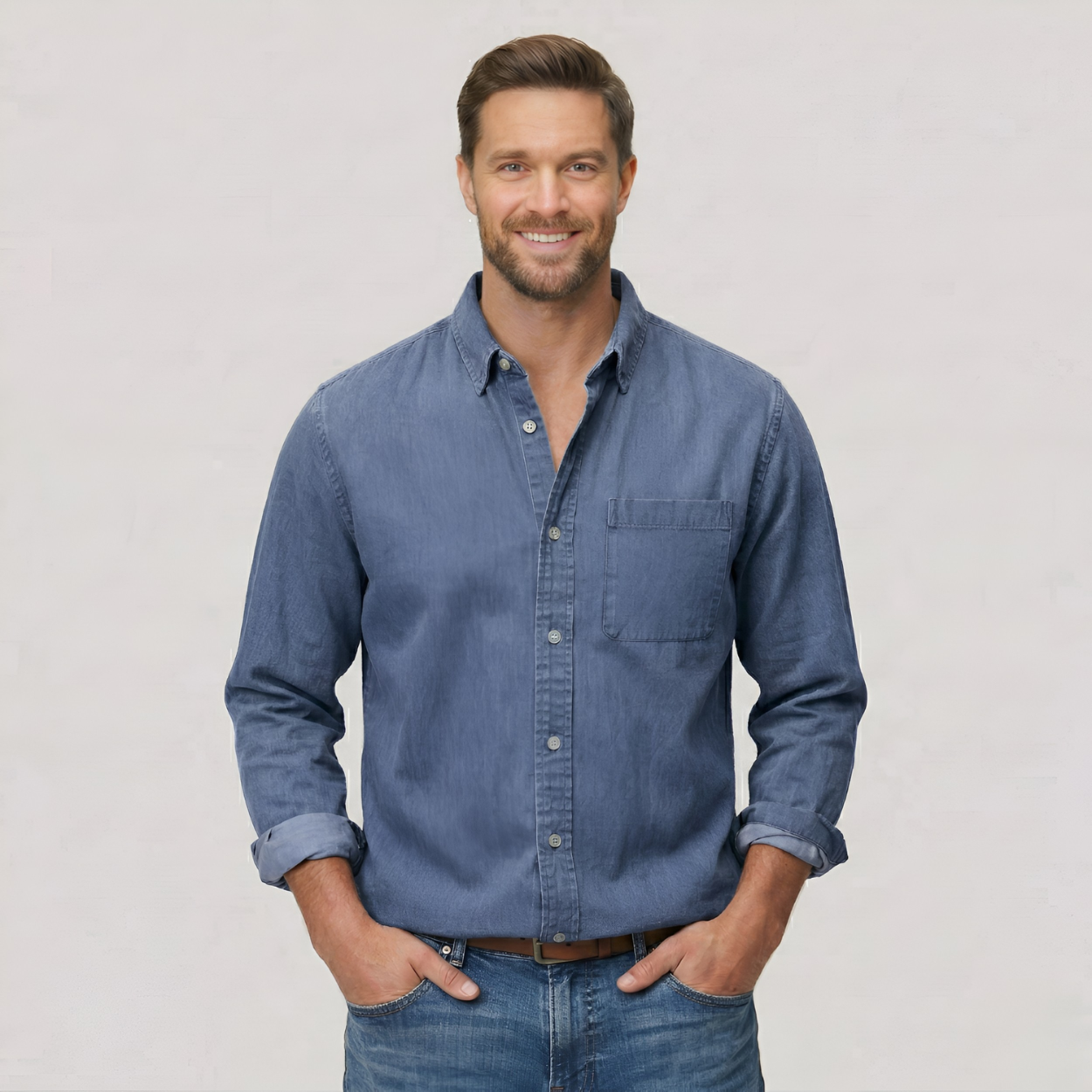 Classic Solid Long Sleeve Button Down Shirt
