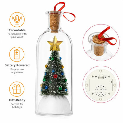 Recordable Christmas Message In A Bottle Ornament With Voice Recording Holiday Keepsake