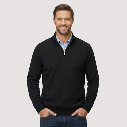 Classic Quarter Zip Knit Pullover Sweater