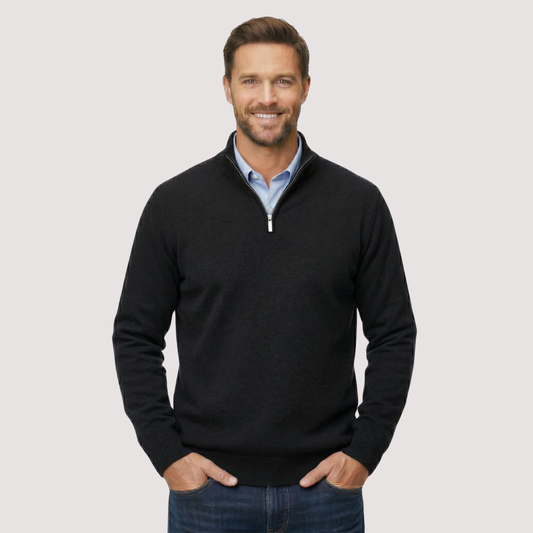 Classic Quarter Zip Knit Pullover Sweater