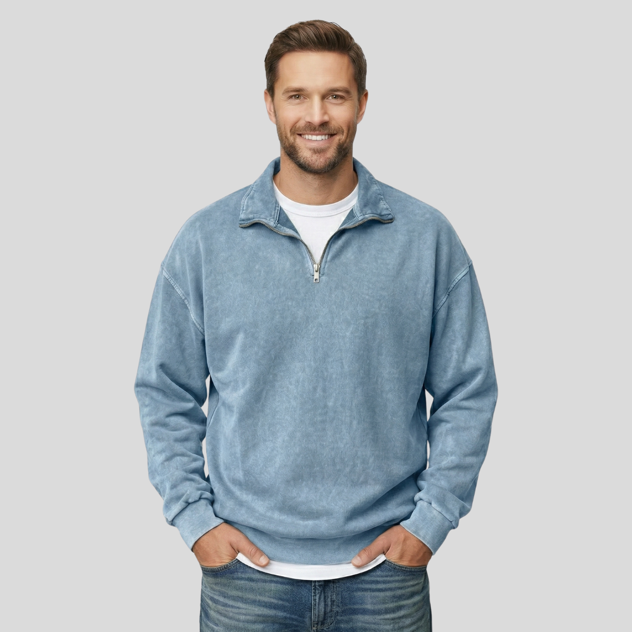 Classic Half Zip Collar Sweatshirt