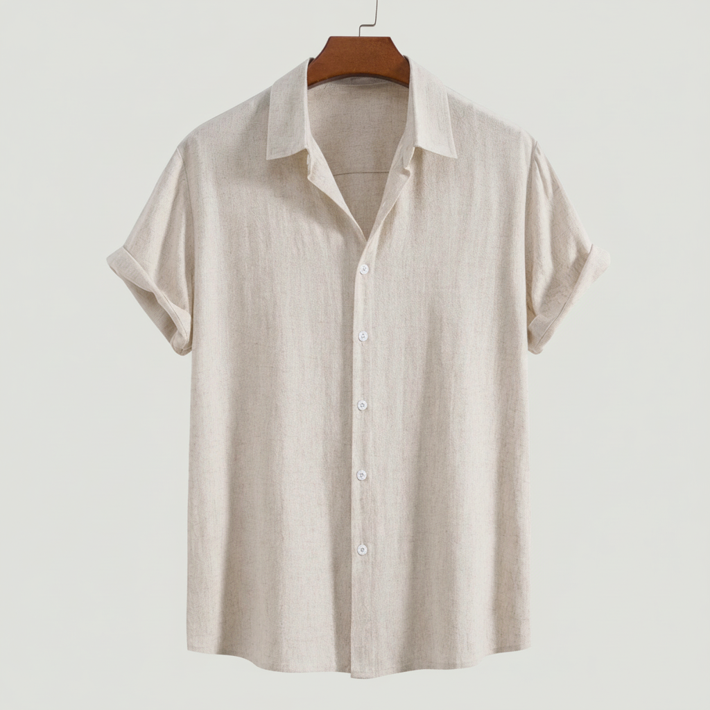 Rayon Linen Blend Button Up Shirt