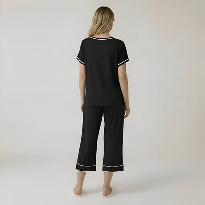 Short Sleeve Top With Capri Pajamas