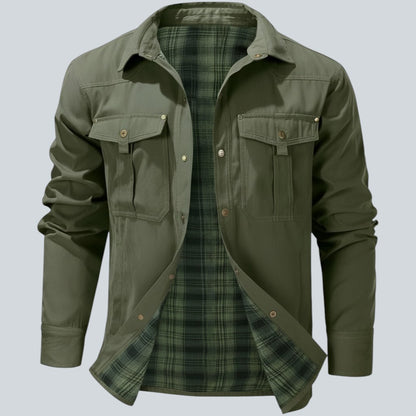Plaid Lined Button Front Utility Jacket