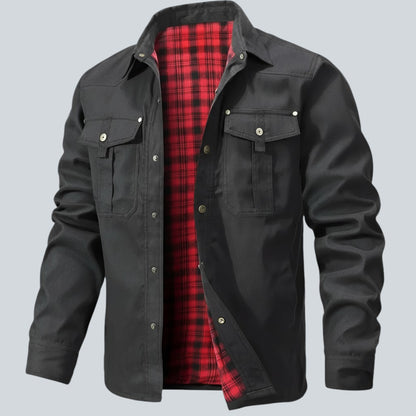 Plaid Lined Button Front Utility Jacket