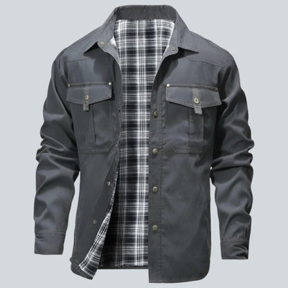 Plaid Lined Button Front Utility Jacket