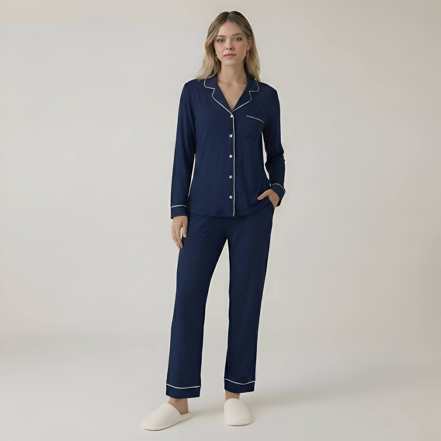 Bamboo Stretch Knit Long Sleeve Pajama Set For Women