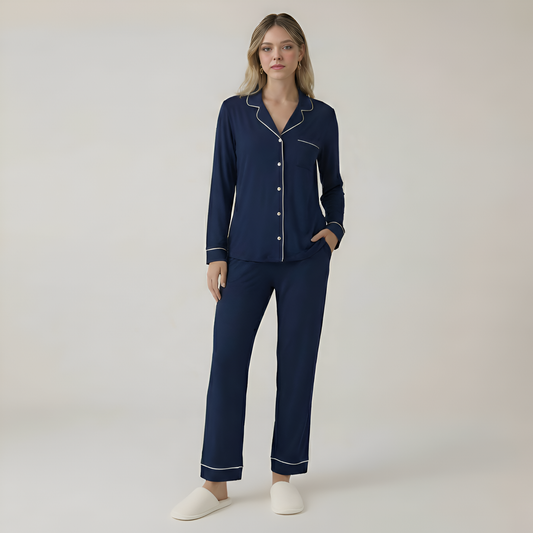 Bamboo Stretch Knit Long Sleeve Pajama Set For Women