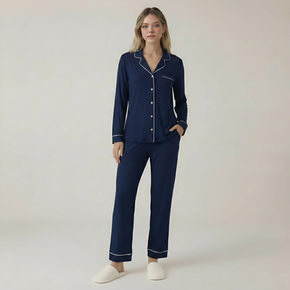 Bamboo Stretch Knit Long Sleeve Pajama Set For Women