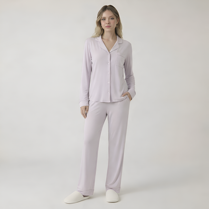 Bamboo Stretch Knit Long Sleeve Pajama Set For Women