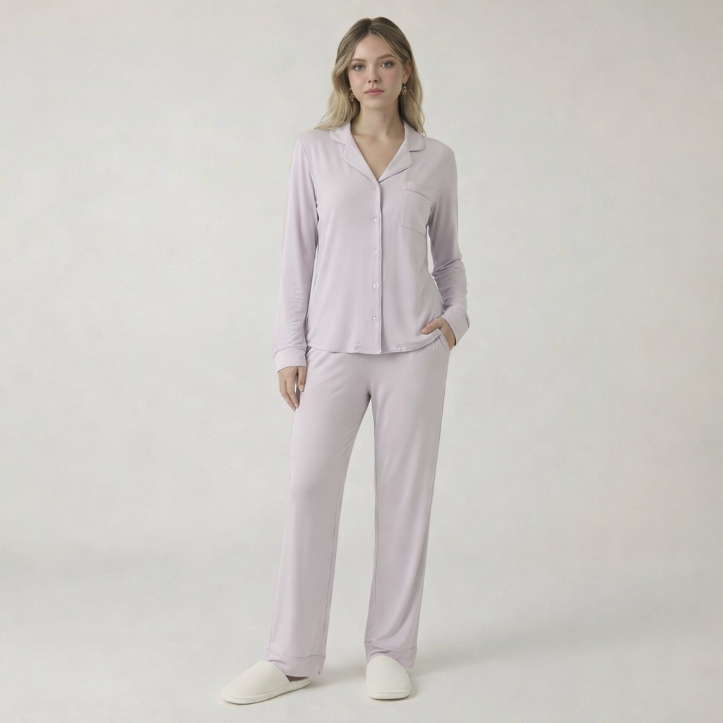 Bamboo Stretch Knit Long Sleeve Pajama Set For Women