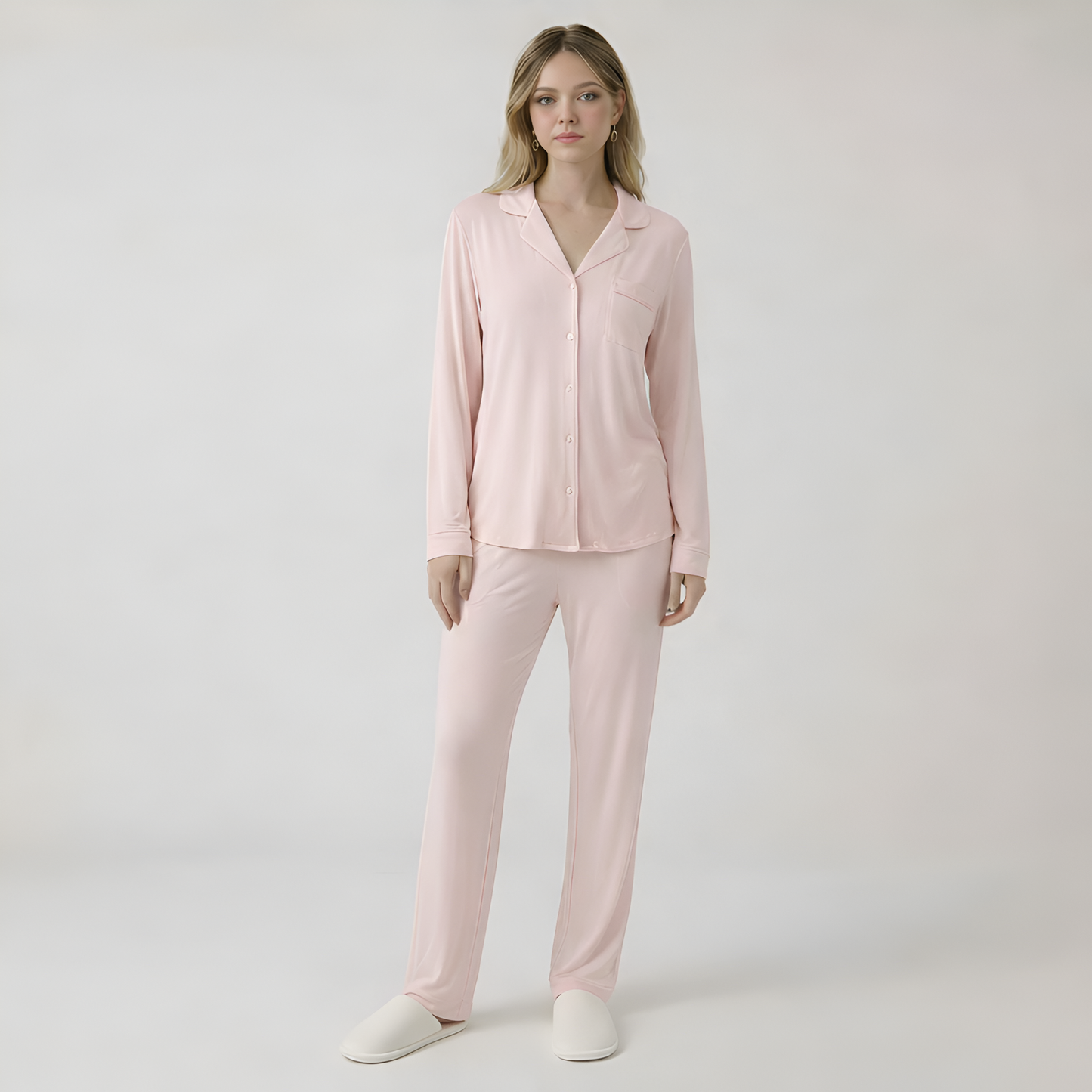 Bamboo Stretch Knit Long Sleeve Pajama Set For Women