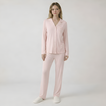 Bamboo Stretch Knit Long Sleeve Pajama Set For Women