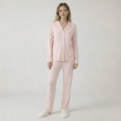 Bamboo Stretch Knit Long Sleeve Pajama Set For Women