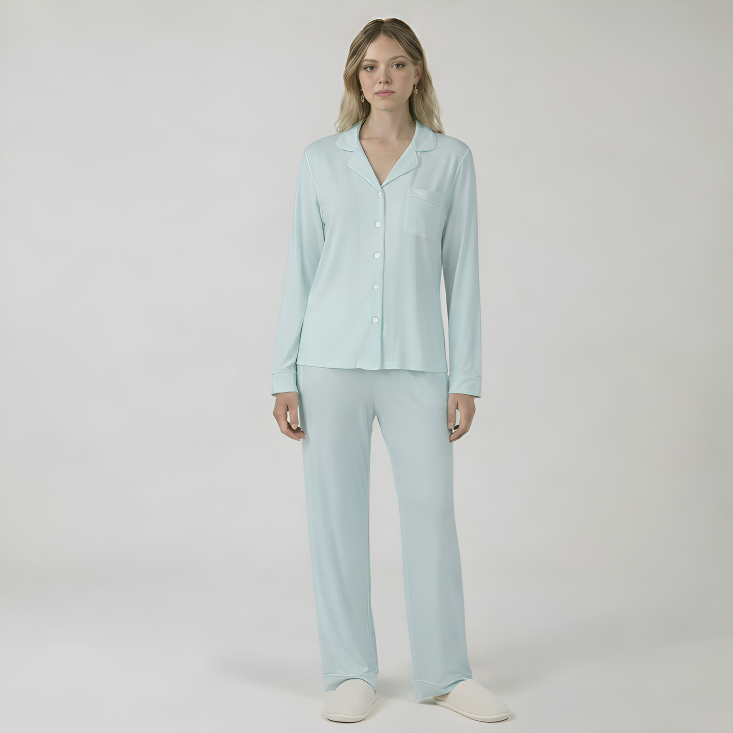 Bamboo Stretch Knit Long Sleeve Pajama Set For Women