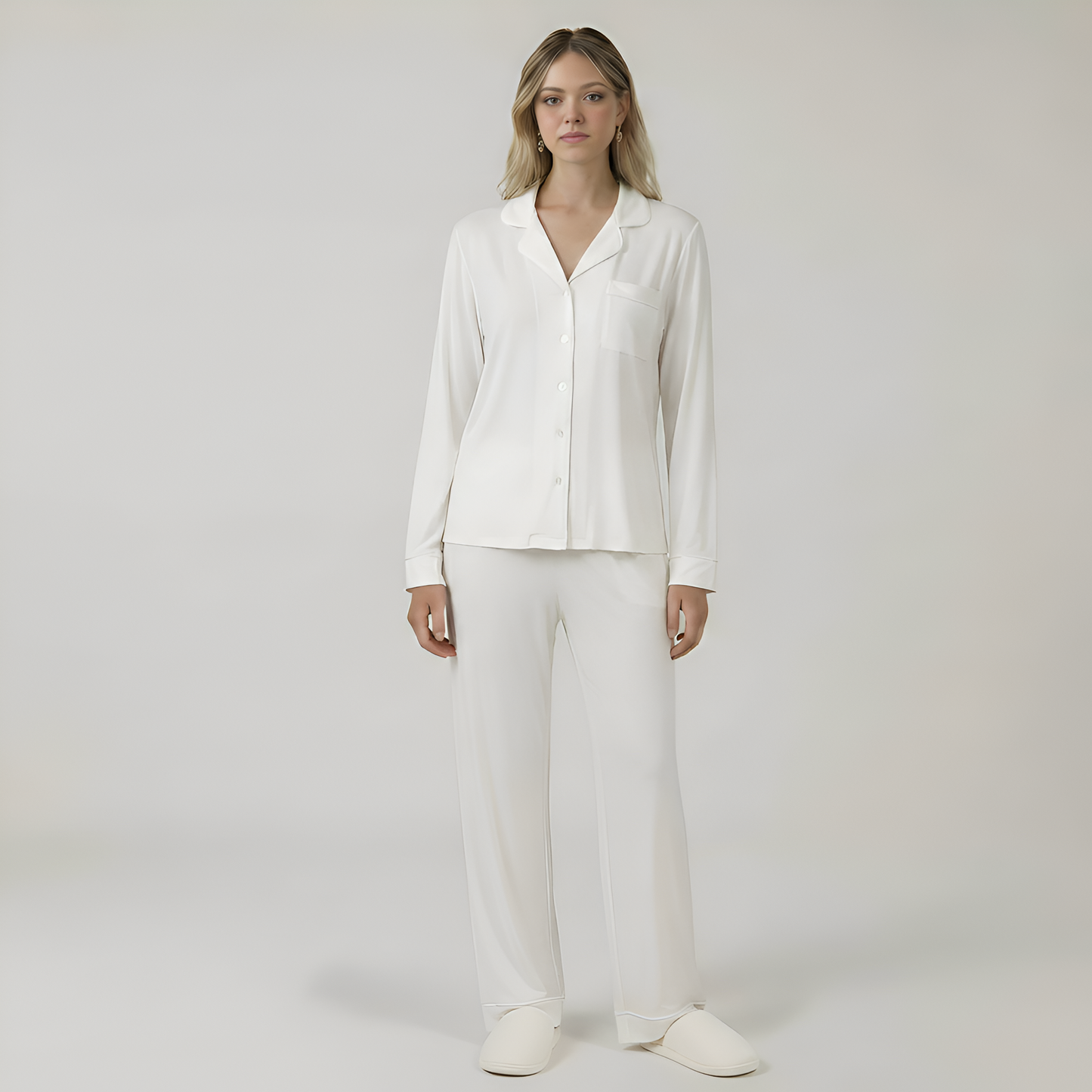 Bamboo Stretch Knit Long Sleeve Pajama Set For Women