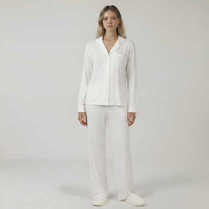 Bamboo Stretch Knit Long Sleeve Pajama Set For Women