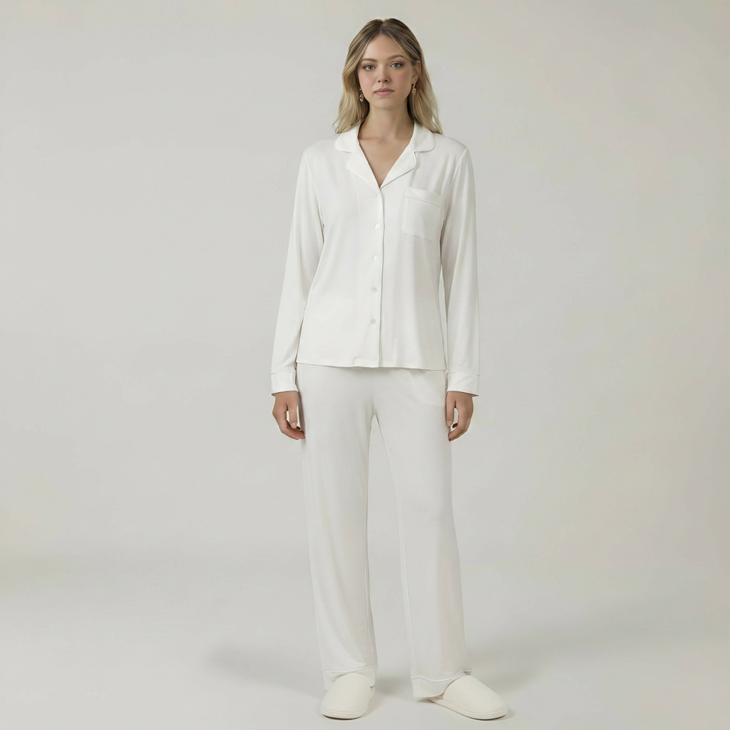 Bamboo Stretch Knit Long Sleeve Pajama Set For Women