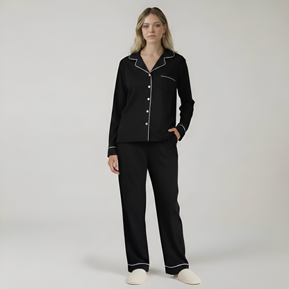 Bamboo Stretch Knit Long Sleeve Pajama Set For Women