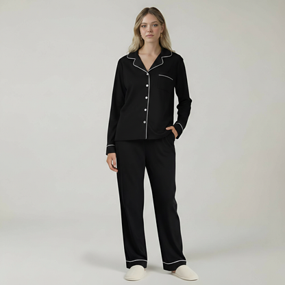 Bamboo Stretch Knit Long Sleeve Pajama Set For Women