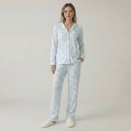 Bamboo Stretch Knit Long Sleeve Pajama Set For Women