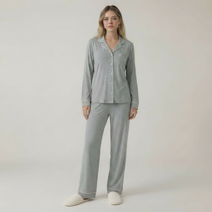 Bamboo Stretch Knit Long Sleeve Pajama Set For Women