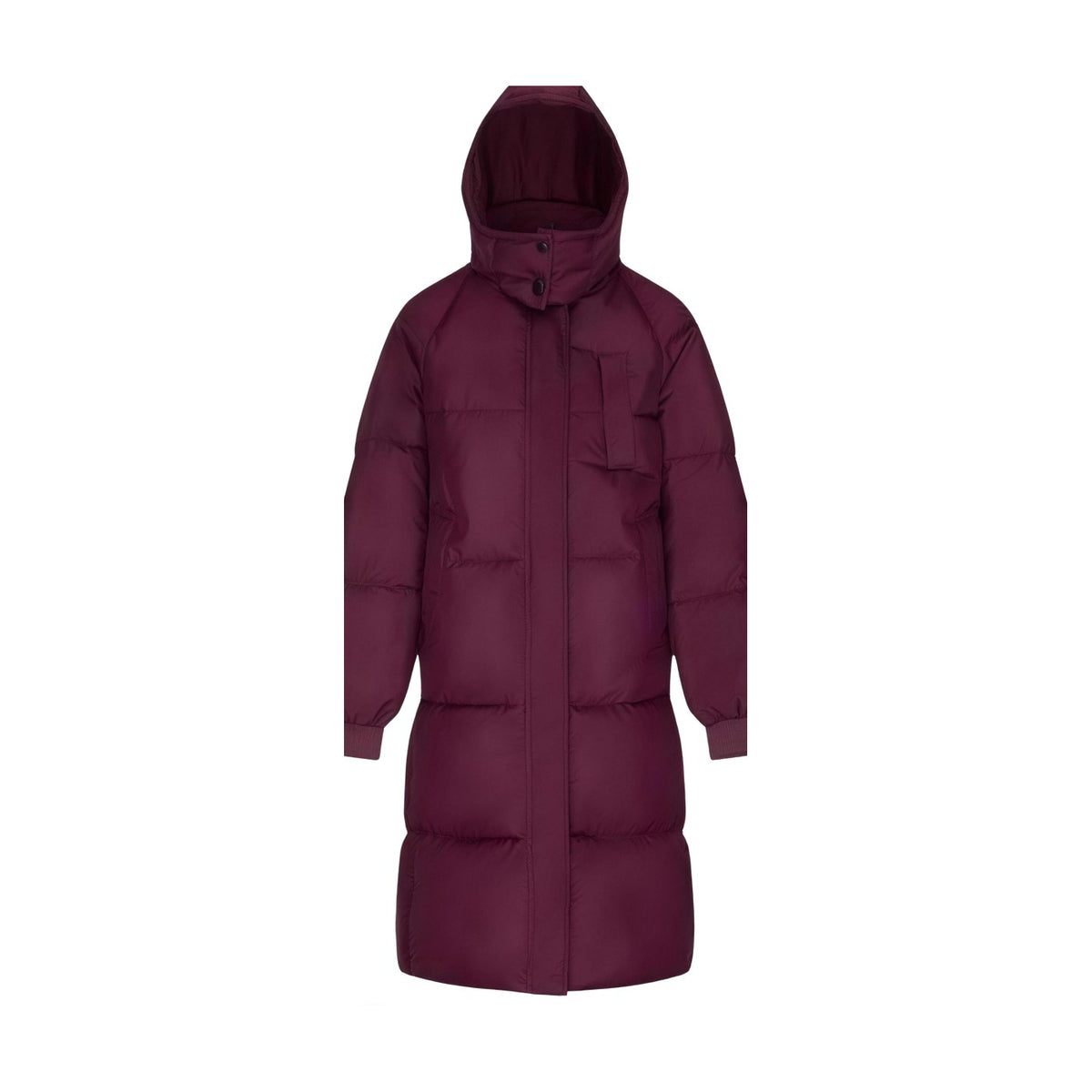 Burgundy long hooded puffer coat, Premium version