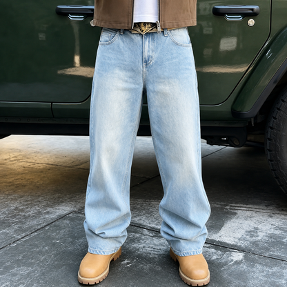 Casual Loose Fit Street Style Denim Jeans For Men