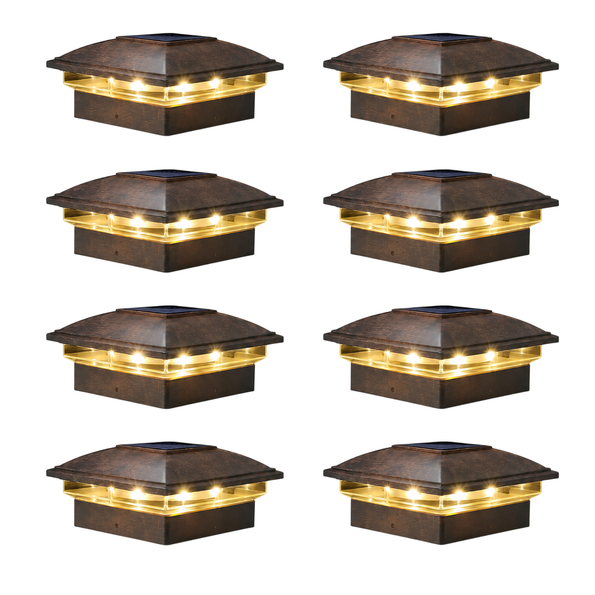 Solar Powered Post Cap Lights For Outdoor Deck And Fence