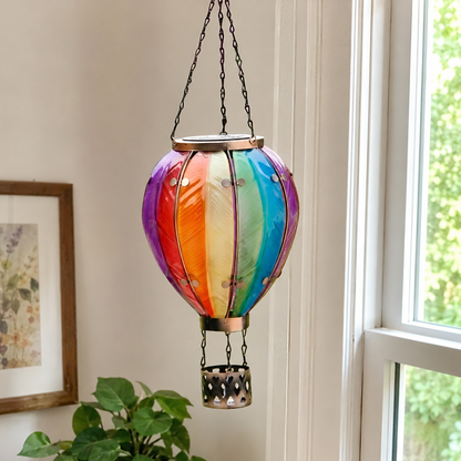 Solar Hot Air Balloon Lantern Metal PVC LED Flame Effect IP6 Waterproof Rust-Resistant Small Large