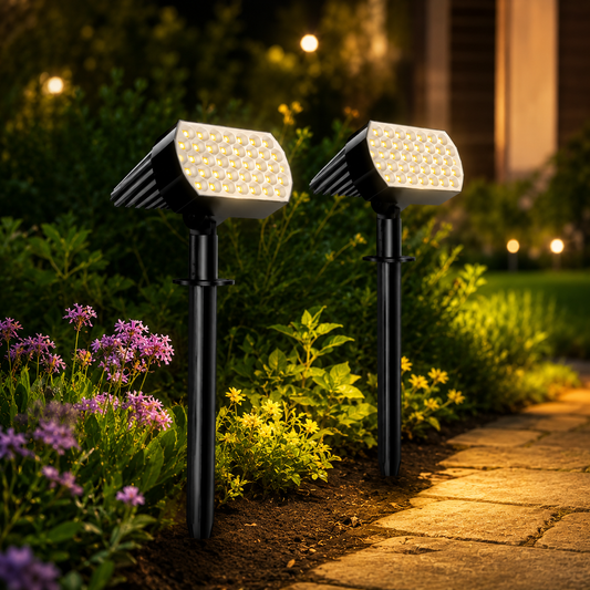 Solar Powered Outdoor Spot Lights — 56 LED, IP68 Waterproof, Dusk to Dawn
