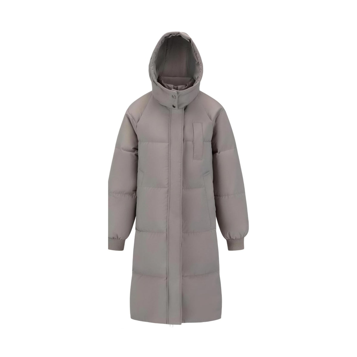 Dark Taupe long hooded puffer coat, Premium version