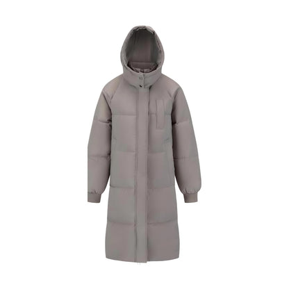 Dark Taupe long hooded puffer coat, Premium version